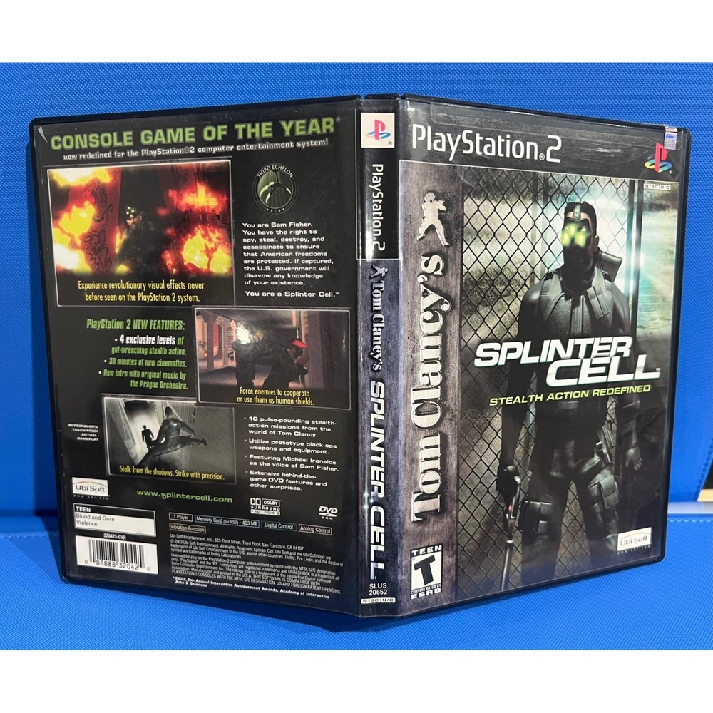 Tom Clancy's Splinter Cell Sony PlayStation 2 PS2 Game Stealth Action SLUS-20652